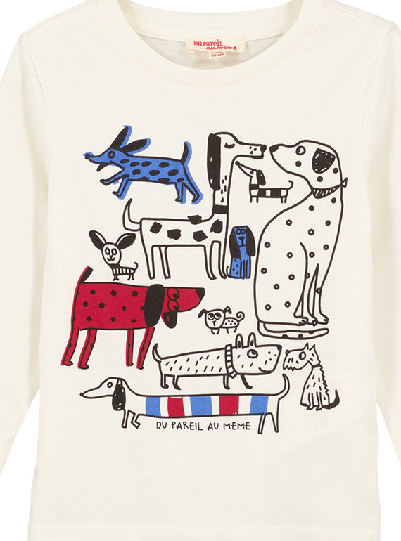 Camiseta de manga larga de color crudo con dibujo GOTRITEE4 / 19W902J4TML003
