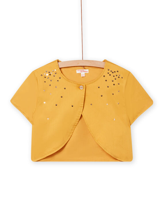 Cárdigan amarillo de satén con lentejuelas para niña NABACAR / 22S90111CARB107