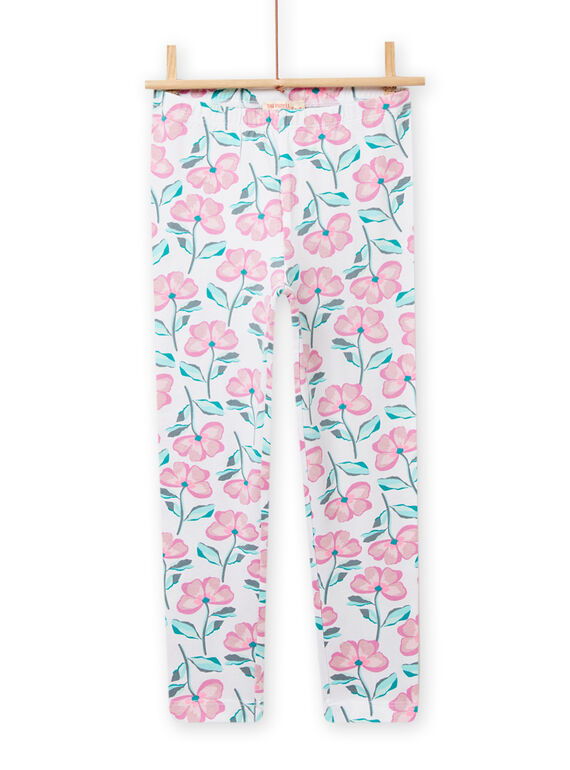 Leggings de color blanco con estampado floral para niña NYAVOLEG1 / 22SI0131CAL000