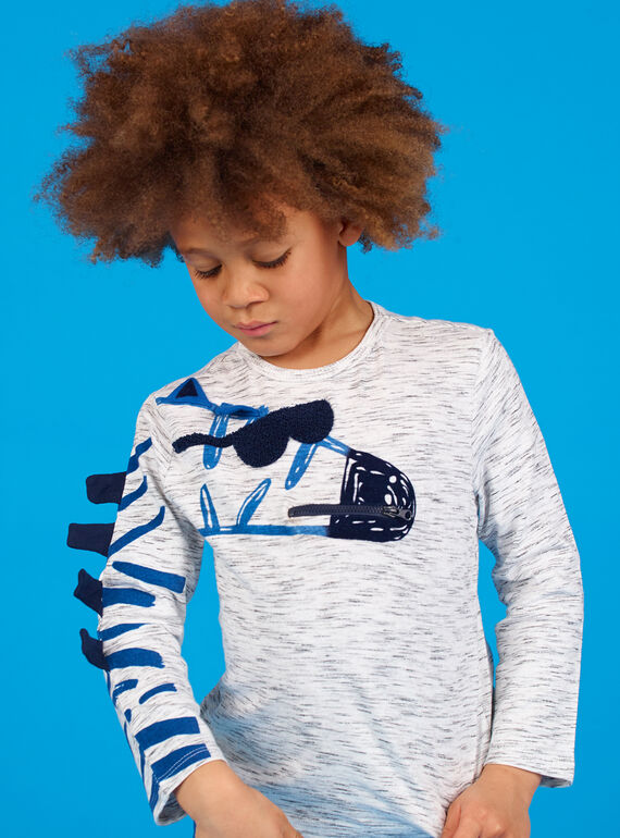 Camiseta de color gris jaspeado con estampado de cebra para niño LOBLETEE3 / 21S902J2TMLJ920