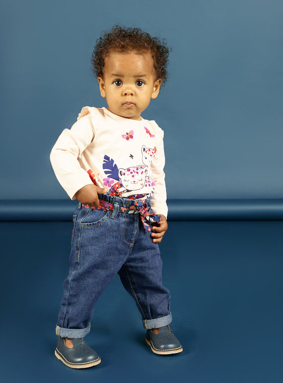 Vaquero y cinturón con estampado floral para bebé niña MIPAPAN / 21WG09H2PANP274