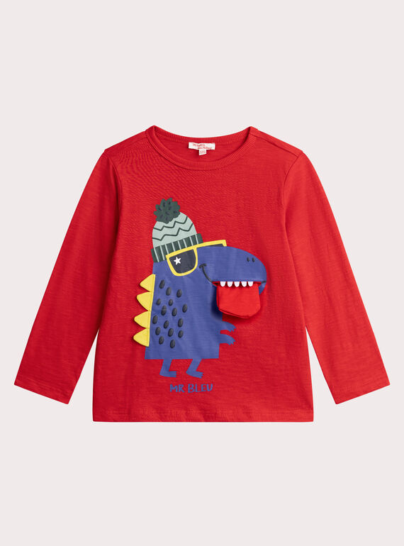 Camiseta roja brillante de animación de dinosaurio para niño  VOROTEE2 / 24W902P2TMLF503