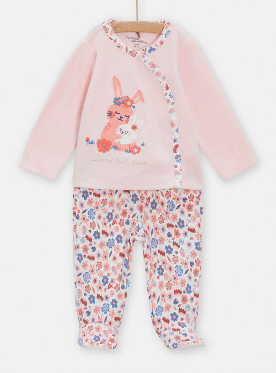 Pijama rosa de terciopelo de fantasía para bebé niña TEFIPYJMAM / 24SH1342PYJ313