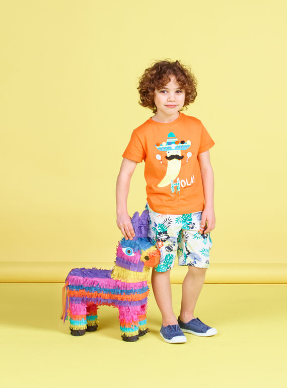 Camiseta de manga corta con estampado de pimiento de color naranja para niño JOMARTI2 / 20S902P2TMCE405