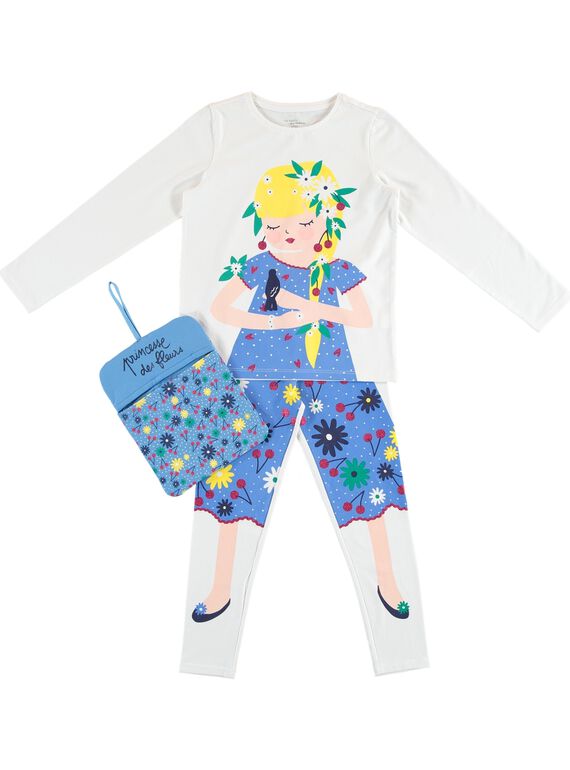 Pijama de color crudo con su guardapijamas para niña JEFAPYJBON / 20SH11L1PYG000