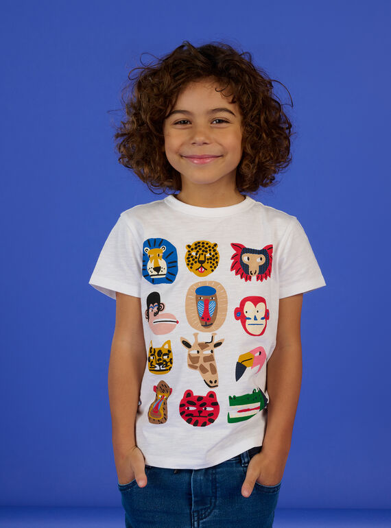Camiseta de color blanco con estampado de cara de animales RONAUTI1 / 23S902N3TMC000