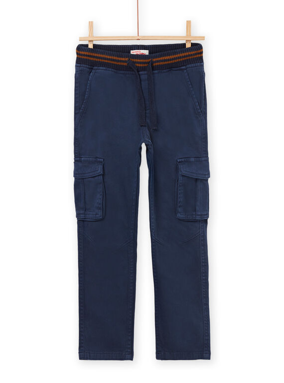 Pantalón de tela liso de color azul POJOPAMAT3 / 22W902B3PANC202