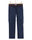 Pantalón de tela liso de color azul POJOPAMAT3 / 22W902B3PANC202