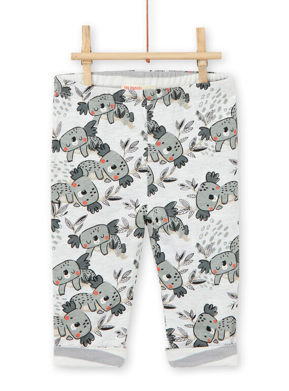 Pantalón reversible de color gris y crudo, con estampado de koalas para bebé niño LUPOEPAN2 / 21SG10Y1PAN001