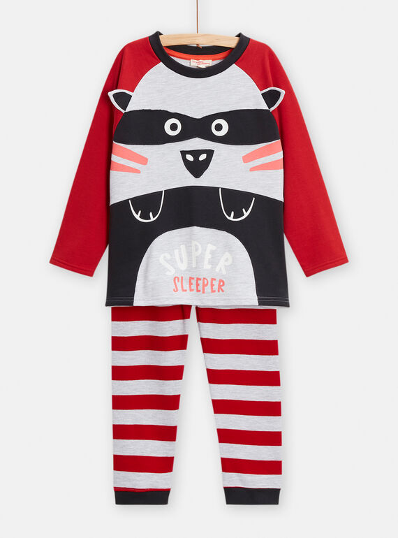 Pijama fosforescente rojo para niño TEGOPYJRAC / 24SH1248PYJJ922