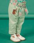 Pantalón verde almendra y cinturón con estampado para bebé niña NIGAPAN / 22SG09O1PAN611