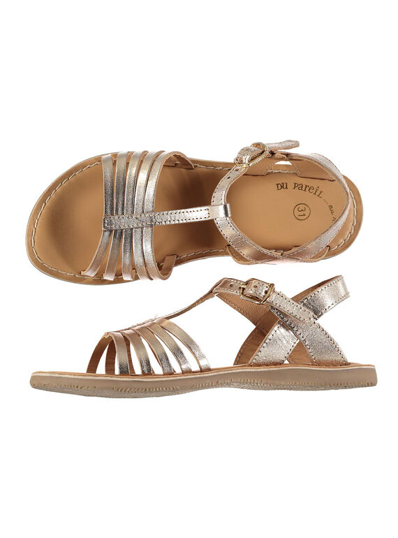 Sandalias de piel metalizada para niña FFSANDOLI4 / 19SK35C9D0E954