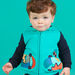Cárdigan con capucha de color turquesa con estampado de monopatín para bebé niño