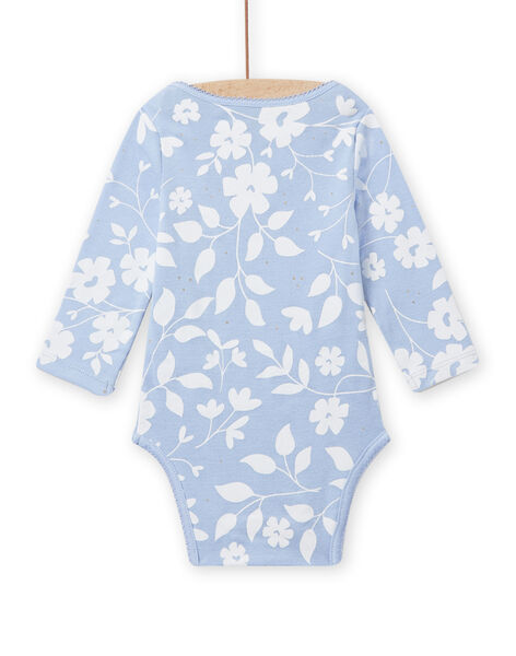 Body azul y blanco con estampado floral para bebé niña NEFIBODLIB / 22SH13I6BDLC218