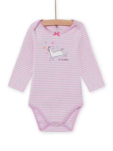 Body lavanda de rayas con estampado de unicornio para bebé niña MEFIBODLI / 21WH13C3BDL326