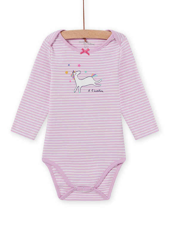 Body lavanda de rayas con estampado de unicornio para bebé niña MEFIBODLI / 21WH13C3BDL326