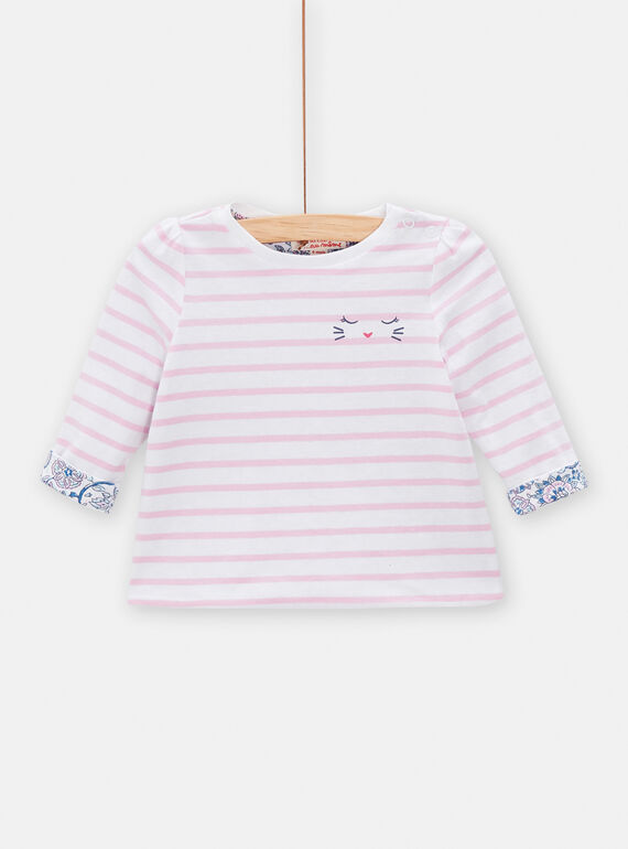 Camiseta reversible blanca, rosa y azul para bebé niña TIDETEE1 / 24SG09J2TML000