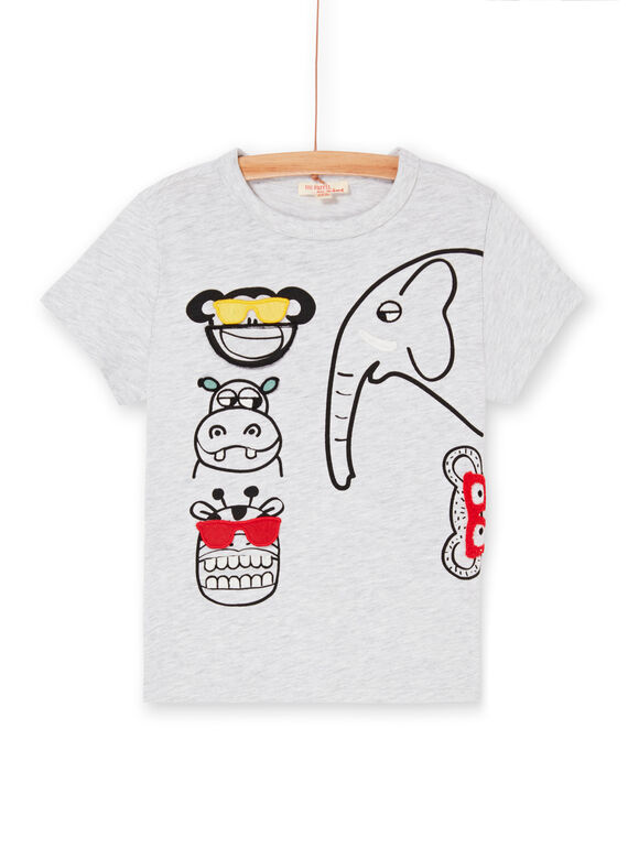Camiseta de color gris jaspeado y negro, para niño LOVITI6 / 21S902U2TMC943