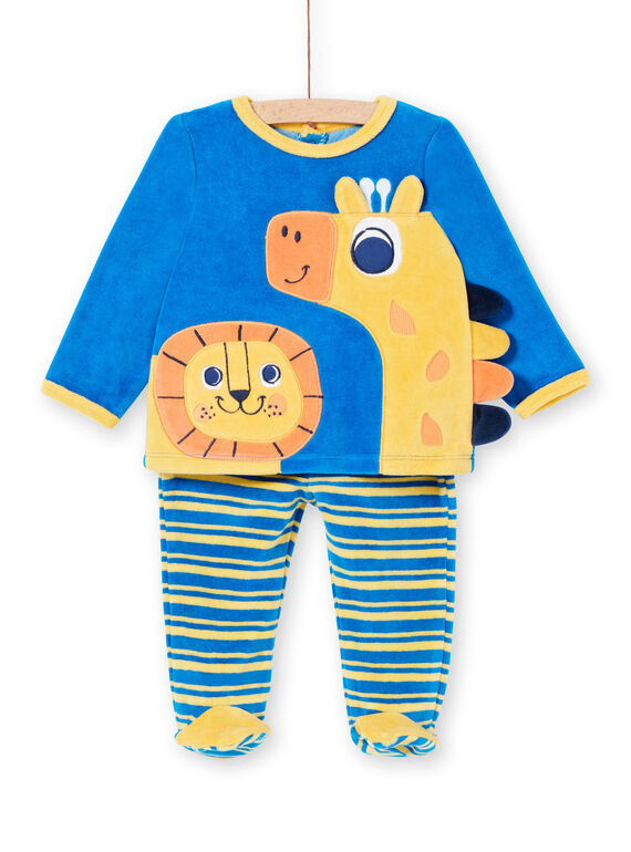 Pijama de terciopelo con estampado de león y jirafa para bebé niño LEFUPYJAMI / 21SH1411PYJC209