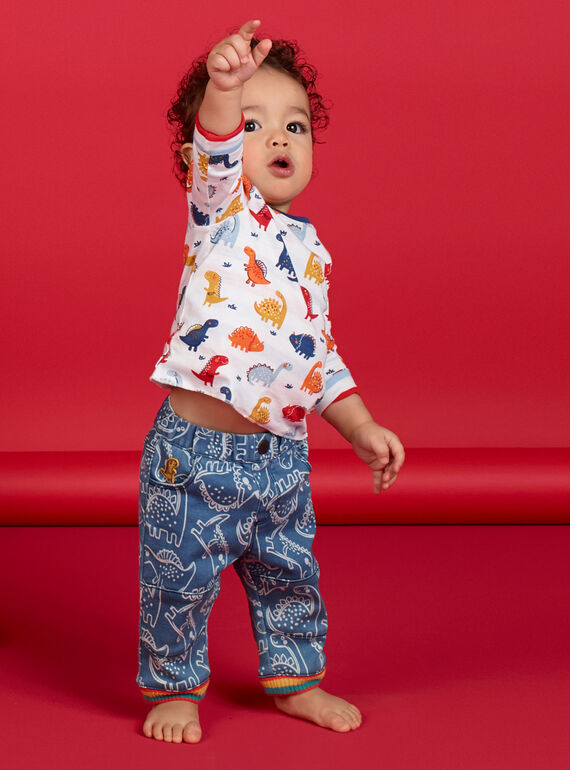 Pantalón azul con estampado de dinosaurio para bebé niño LUCANPAN2 / 21SG10M2PANP272