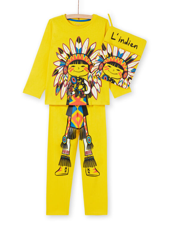 Conjunto de pijama, con camiseta y leggings de color amarillo fluorescente, para niño LEGOPYJMAN4 / 21SH12S4PYGB105