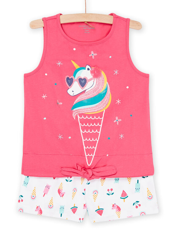 Pijama rosa y blanco con estampado de unicornios y fantasía REFAPYJICE / 23SH11H9PYJD317