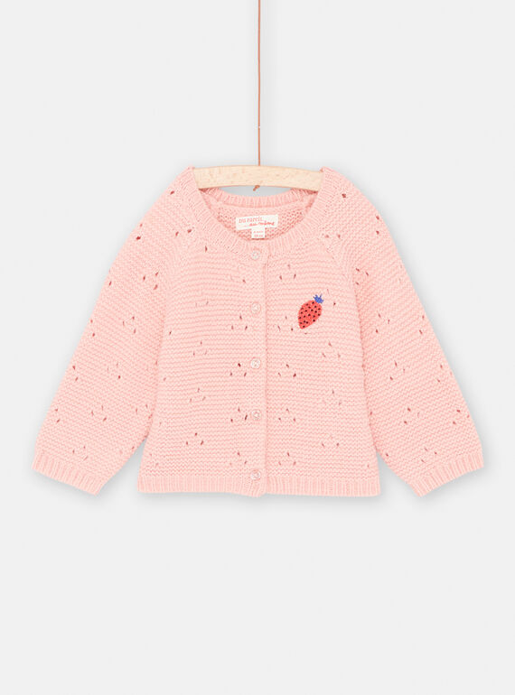 Cárdigan rosa té de punto de fantasía para bebé niña SIFORCAR1 / 23WG09K1CARD329