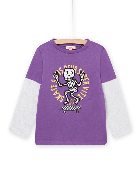 Camiseta de manga larga con estampado de esqueleto violeta POKATEE1 / 22W902L1TML708