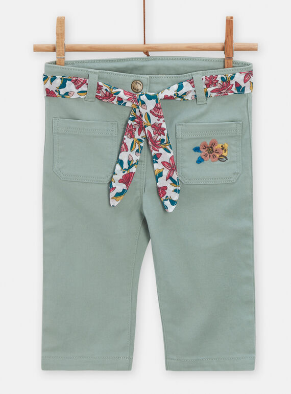 Pantalón vaquero verde salvia para bebé niña TICRIPAN / 24SG09L1PANG610