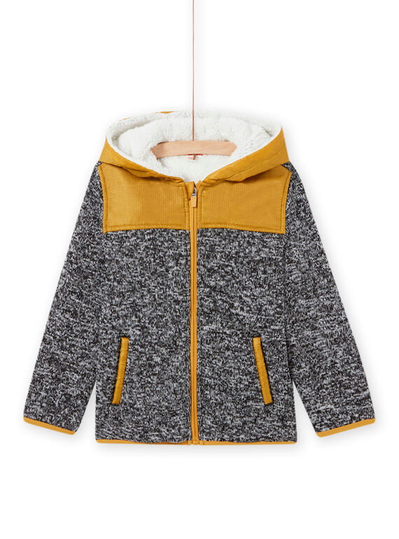 Chaqueta con cremallera y capucha de tejido técnico de color negro para niño MOJOTEKGIL2 / 21W902N1GIL090