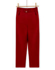 Pantalón rojo estilo paperbag de pana para niña MAFUNPANT2 / 21W901M1PANF504