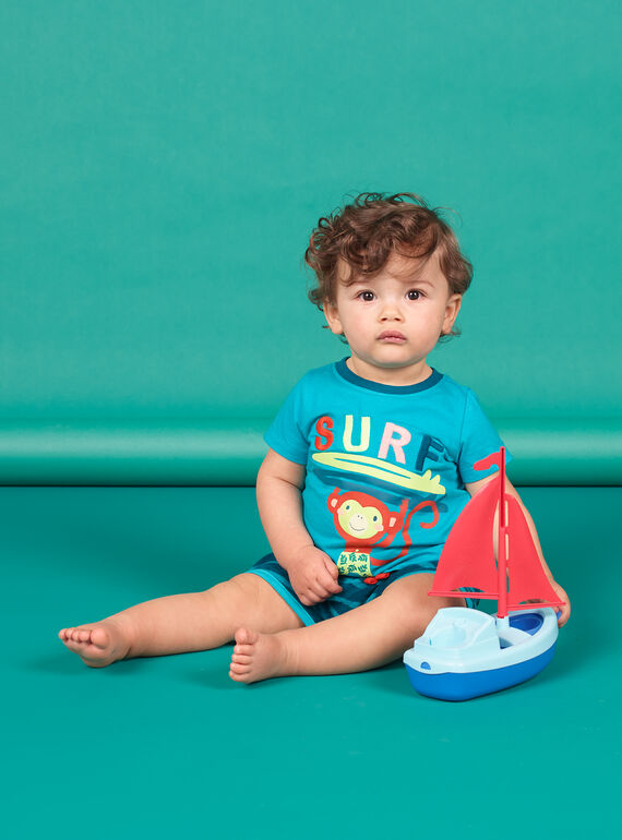 Conjunto de playa de color azul y turquesa para bebé niño LUPLAENS2 / 21SG10T1ENS202