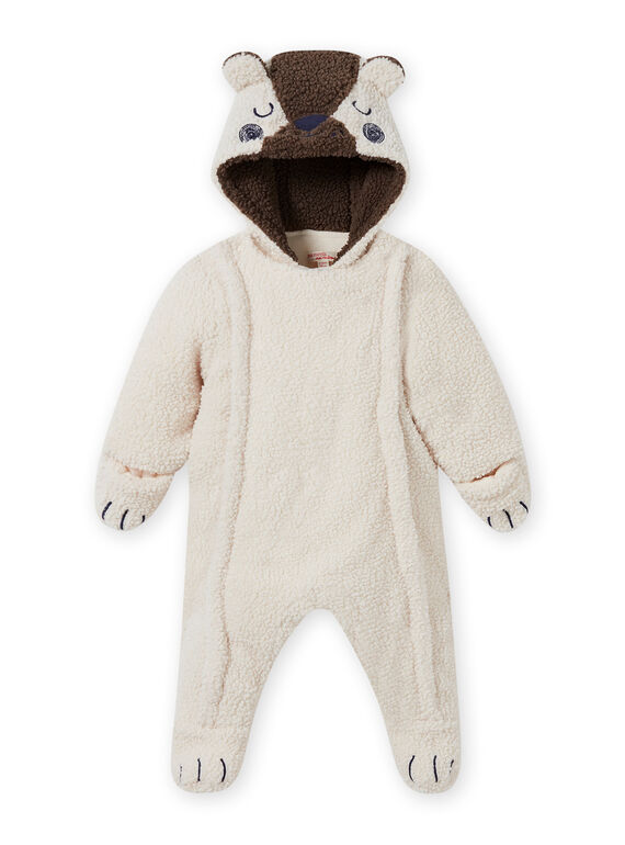Buzo de color crudo de sherpa con oso para bebé niño MUGROPIL / 21WG1061PIL001