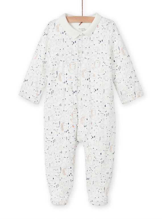 Pelele de color crudo con cuello con estampado de fantasía para recién nacido unisex MOU1GRE3 / 21WF0441GRE001