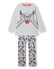 Pijama de camiseta y pantalón gris jaspeado con estampado de monstruo y detalles fluorescentes para niño NEGOPYJMON / 22SH12G4PYJJ922