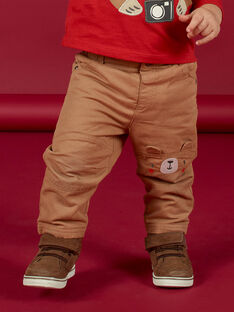 Pantalón marrón con detalles con estampado de osito para bebé niño MUFUNPAN2 / 21WG10M2PANI820
