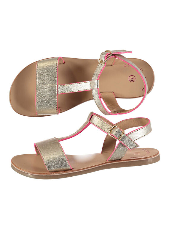 Sandalias de piel metalizada para niña FFSANDISSA / 19SK35C6D0E954