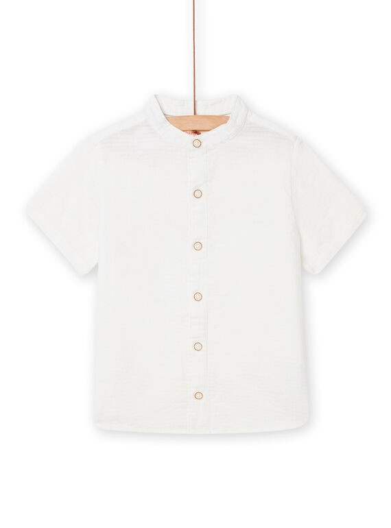 Camisa color crudo con cuello mao de manga corta para niño NOSOSHIRT / 22S902Q1CHM000