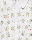 Pelele de color blanco con estampado de conejos para recién nacido NOU2GRE3 / 22SF0451GRE000