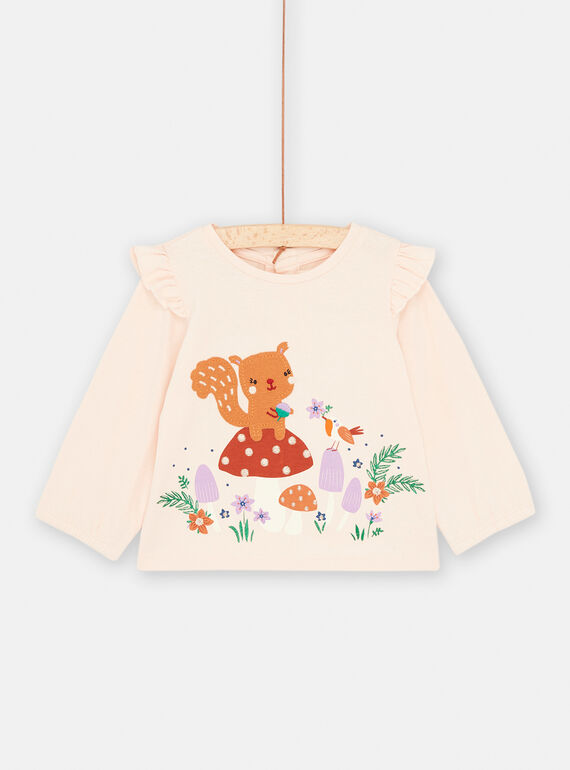 Camiseta de color malvavisco con estampado animal y de naturaleza para bebé niña SIKHOTEE / 23WG09Q1TML318
