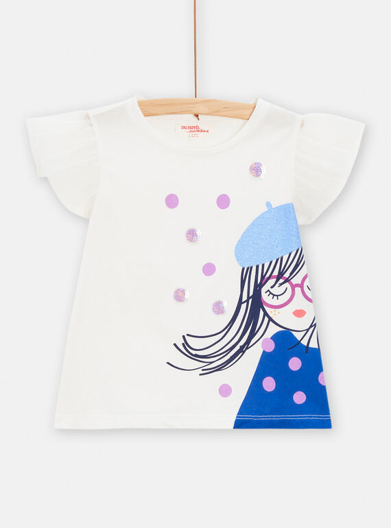 Camiseta blanca con estampado parisino para niña TAPATI / 24S90121TMC001