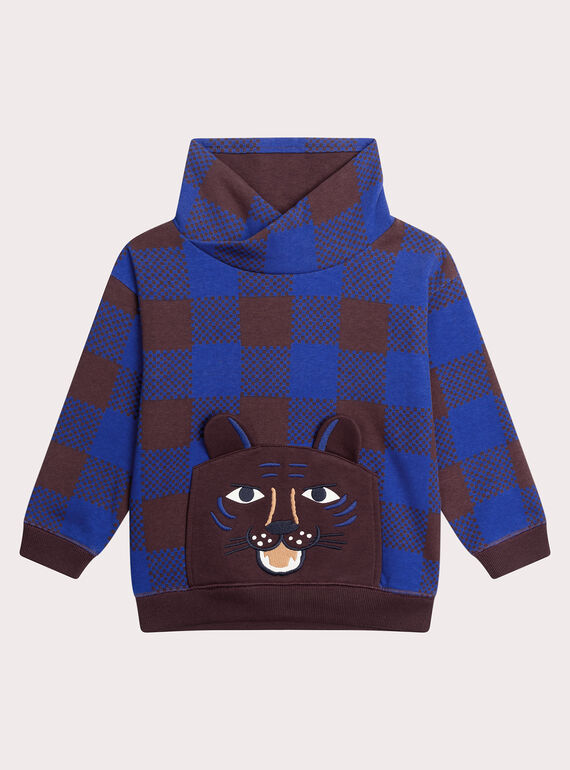 Sudadera azul de cuadros para niño XOBLUSWE / 25W902N1SWE501