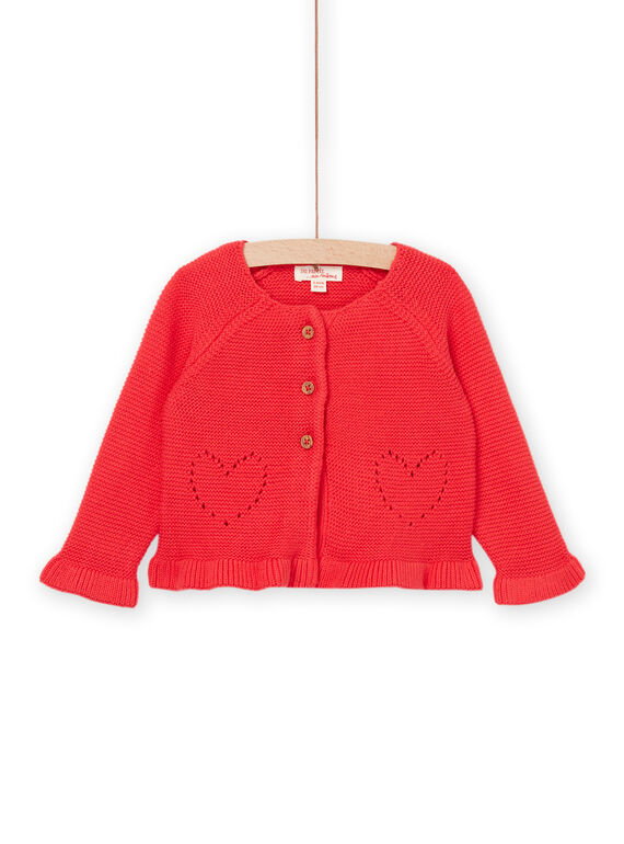 Cárdigan rojo con estampado de corazones calados RINAUCAR / 23SG09N1CAR505