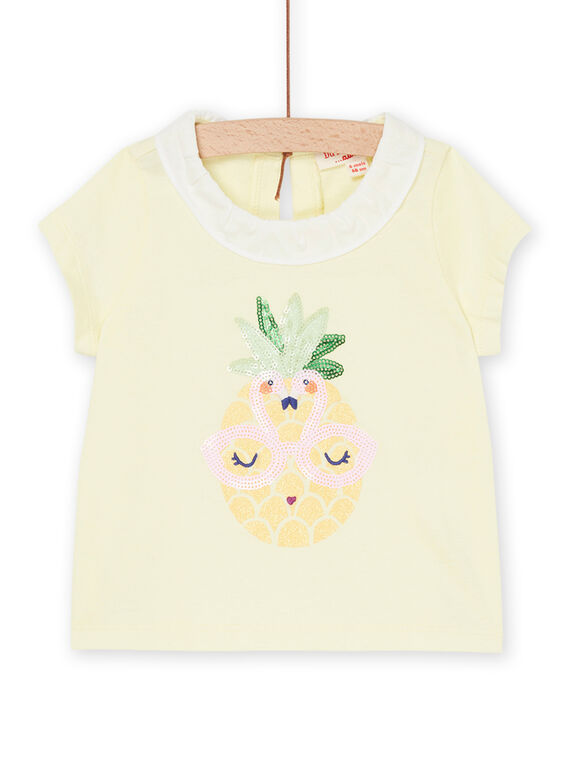 Camiseta amarillo pastel con estampado de piña RIEXOBRA / 23SG09V1BRA103