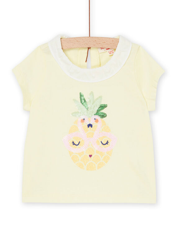 Camiseta amarillo pastel con estampado de piña RIEXOBRA / 23SG09V1BRA103