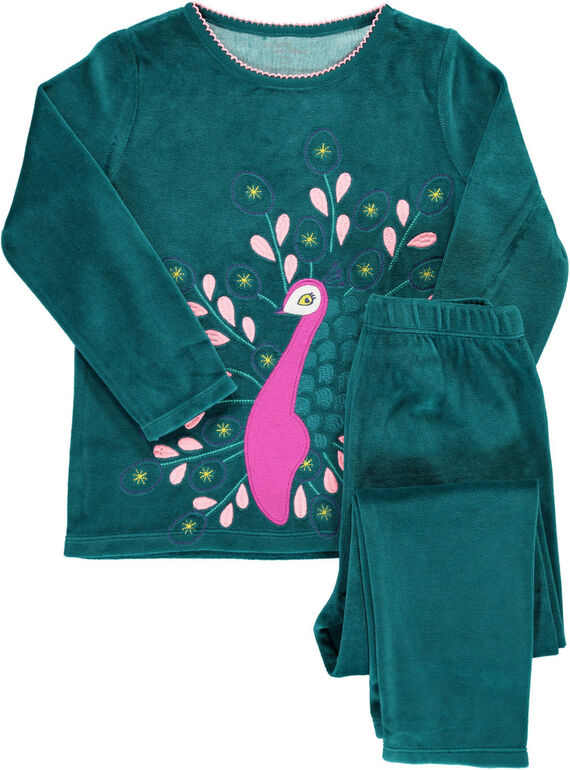 Girls' velour pyjamas DEFAPYJPAO / 18WH11BAPYJ215