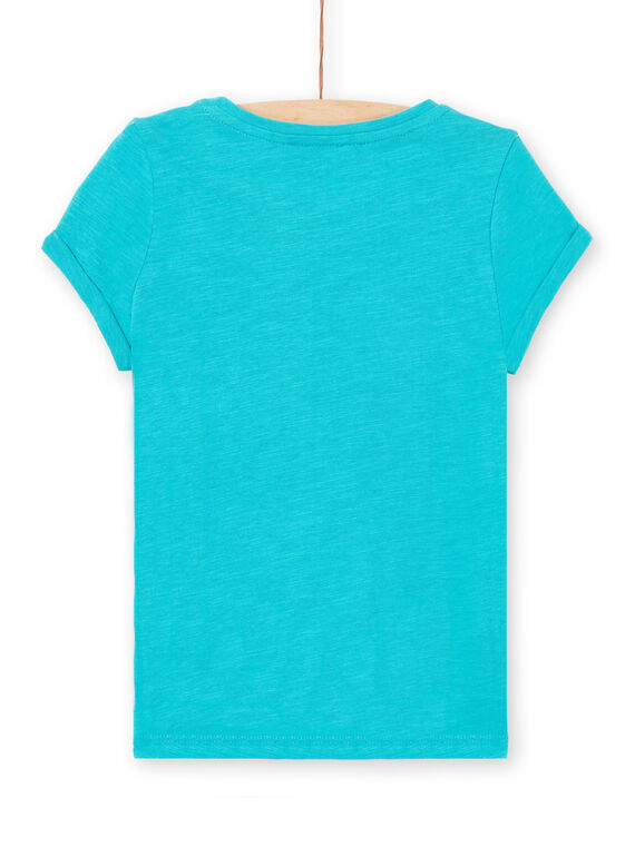 Camiseta turquesa con estampado de koala para niña LAVERTI3 / 21S901Q2TMCC217