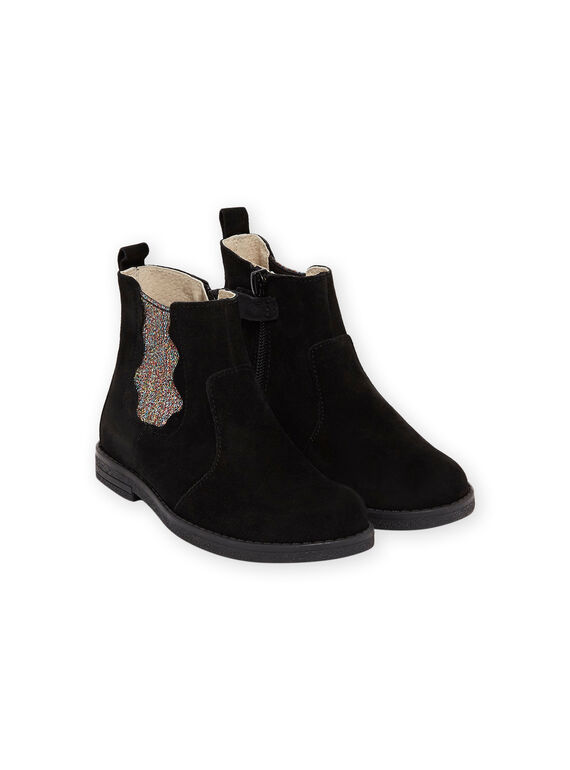 Boots de color negro de piel con detalles de brillo para niña MABOOTMEL / 21XK3576D0D090