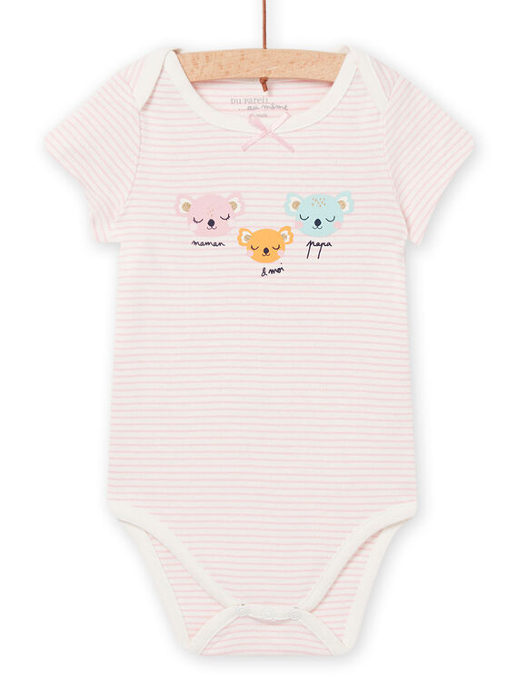 Body de color crudo y rosa, para bebé niña NEFIBODFAM / 22SH13J3BDL001