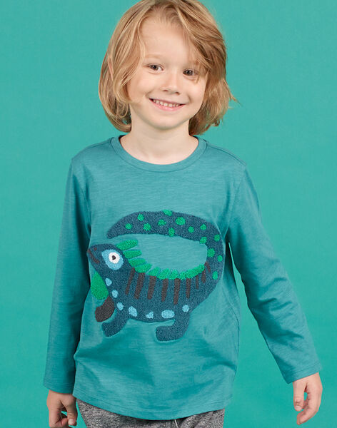 Camiseta azul turquesa con dibujo de fantasía para niño MOTUTEE5 / 21W902K2TMLC239